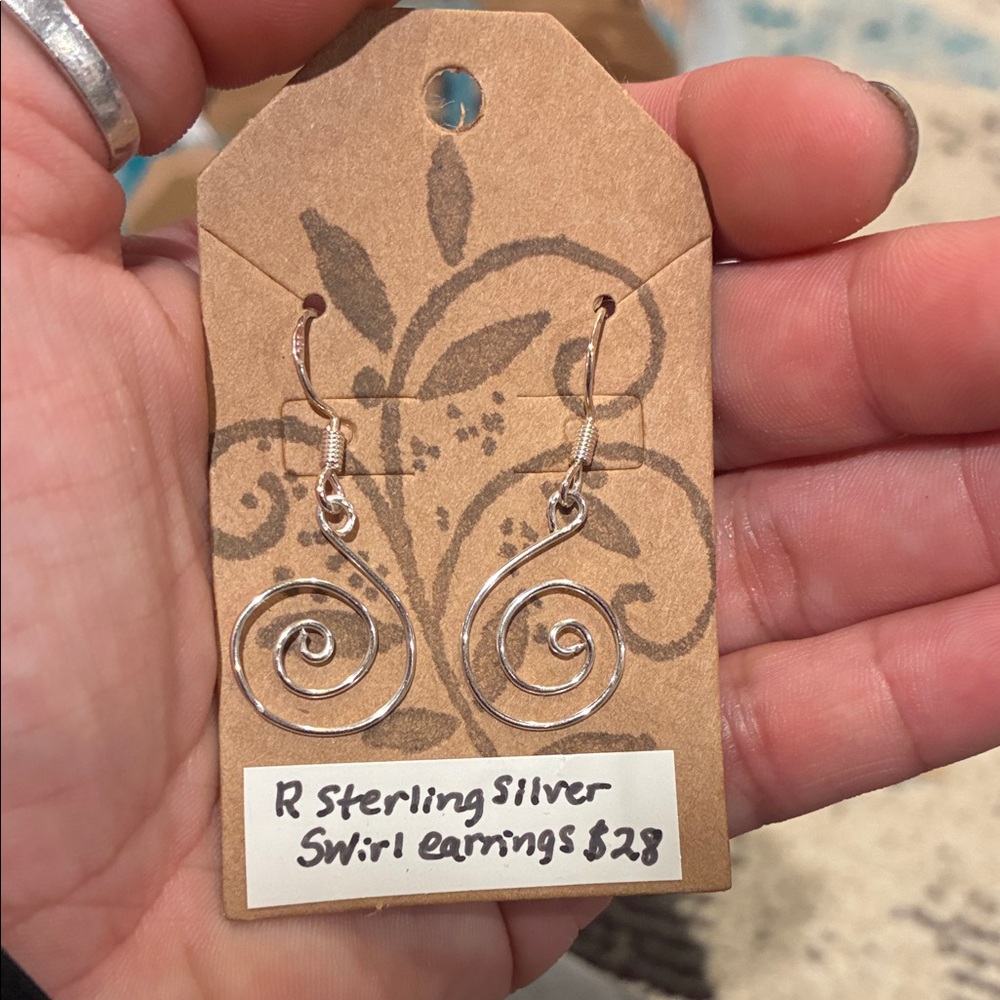 Sterling Silver Swirl Drop Earrings - Silver